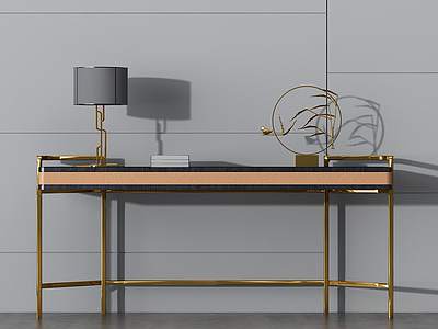3d现代金属创意边桌模型