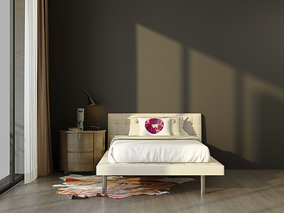 现代简约卧室双人床模型3d模型