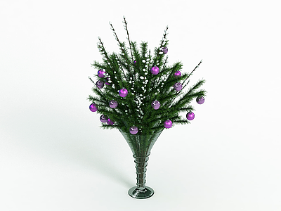 3d紫色彩球圣诞花瓶模型