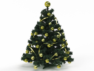 3d黄色球圣诞树模型