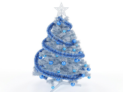 3d蓝色仿真圣诞树模型