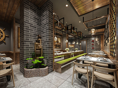 新中式餐厅餐馆模型3d模型