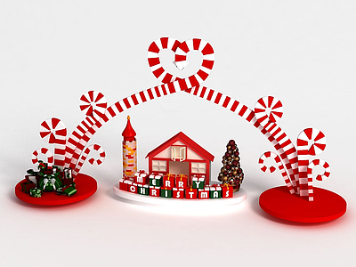 3d圣诞节商场展示模型