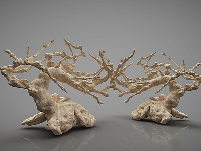 3d新中式树木摆件模型