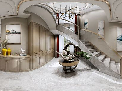3d现代别墅楼梯模型