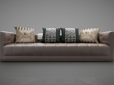 3d现代皮革多人沙发模型