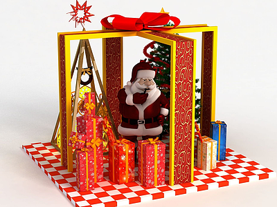 3d圣诞节商场展示模型