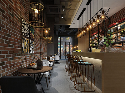 现代餐厅餐馆空间模型3d模型