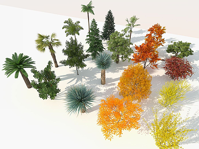 3d现代室外精品树木组合模型