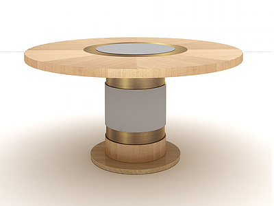 实木圆桌餐桌模型3d模型