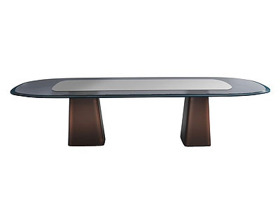3d实木长桌餐桌模型