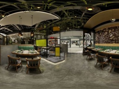 3d现代餐饮店饭店模型
