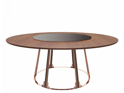 实木圆桌模型3d模型