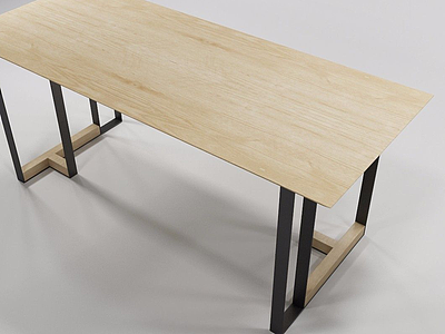 3d现代简约实木长桌模型