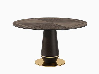实木圆桌模型3d模型