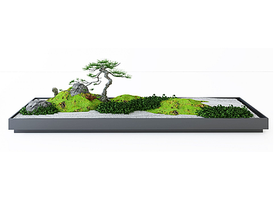 3d植物盆景园林小景模型