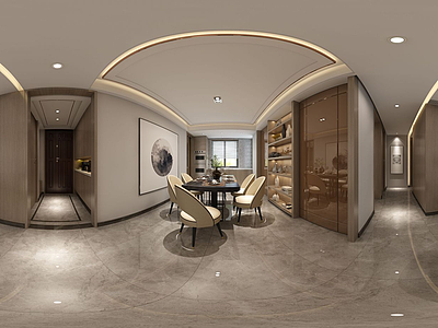 3d现代客厅餐厅模型