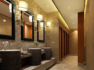 3d现代酒店卫生间模型