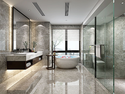 现代酒店卫生间卫浴模型3d模型