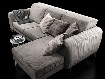 3d现代布艺多人沙发模型