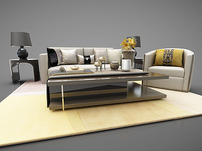 3d新中式风格沙发组合模型