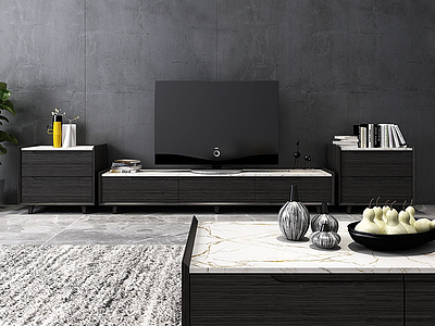 3d现代电视柜茶几组合模型