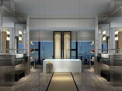 3d现代酒店卫生间模型