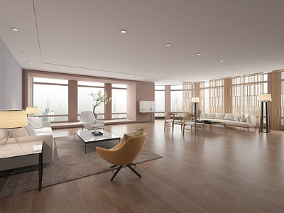 3d现代简约客厅会客厅模型