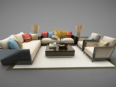 新中式风格沙发组合模型3d模型