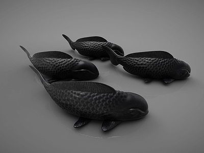 现代石头鲤鱼雕塑模型3d模型