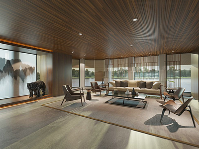 3d新中式客厅会客厅模型