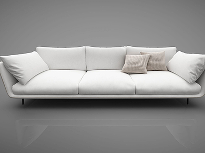 3d现代亚麻软沙发模型