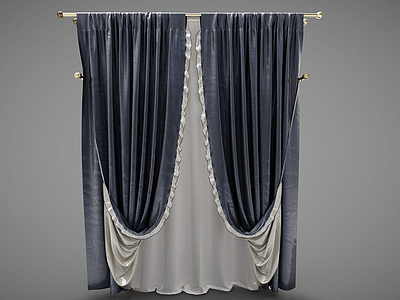现代窗帘幕布模型3d模型