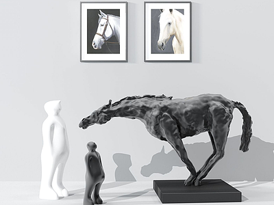 现代人物马雕塑挂画摆件模型3d模型