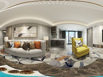 3d新现代客厅沙发壁柜模型
