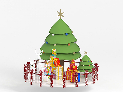3d圣诞礼商场展示模型