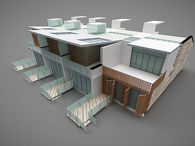 3d现代别墅建筑模型
