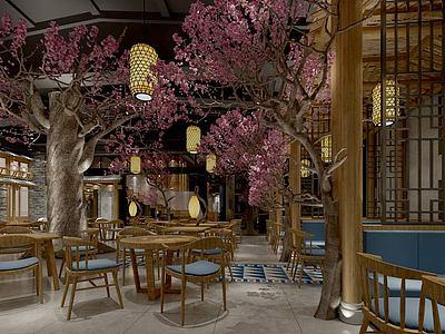 3d中式个性餐厅模型