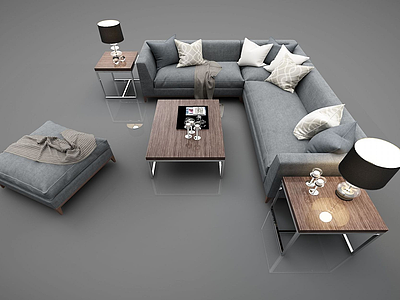 3d现代转角沙发组合模型