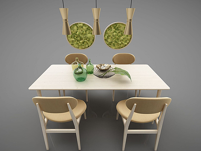 现代餐桌组合模型
