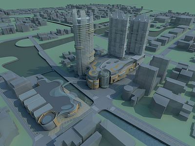 现代城市模型3d模型