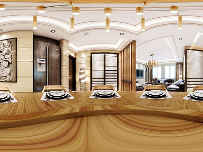 3d现代餐厨空间模型