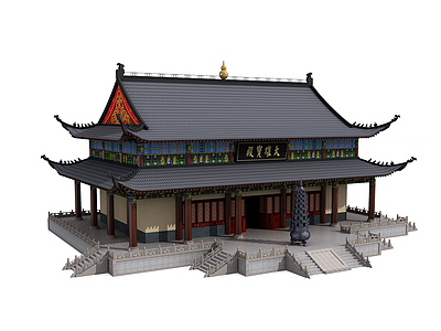 3d中式古建宝殿模型