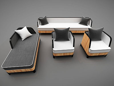 3d现代单人多人沙发组合模型