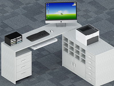 现代办公桌工位3d模型