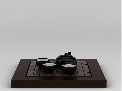 3d中式茶盘茶具免费模型