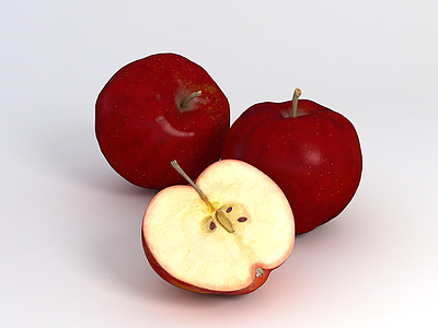 3d新鲜红苹果模型