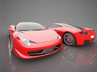现代红色跑车模型3d模型