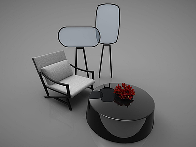 3d现代桌椅风格模型