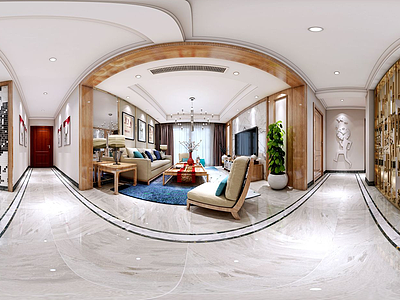 3d新古典风格客厅模型